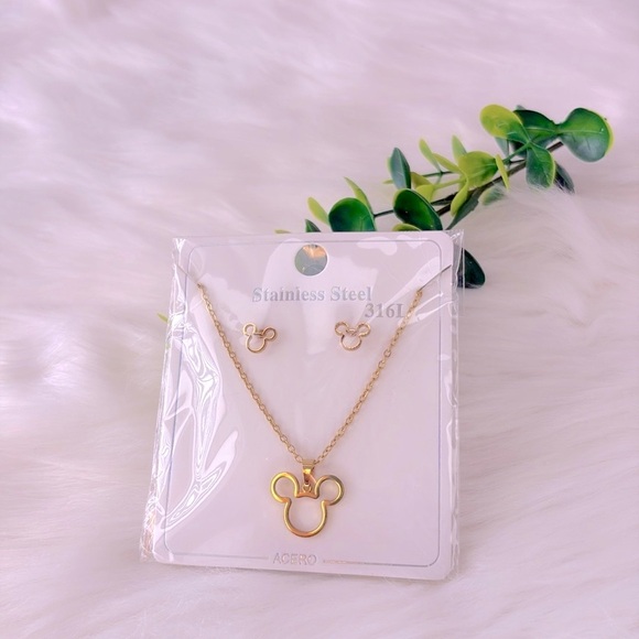 Mickey Mouse Stainless Steel Necklace and Earring Set - Picture 9 of 10